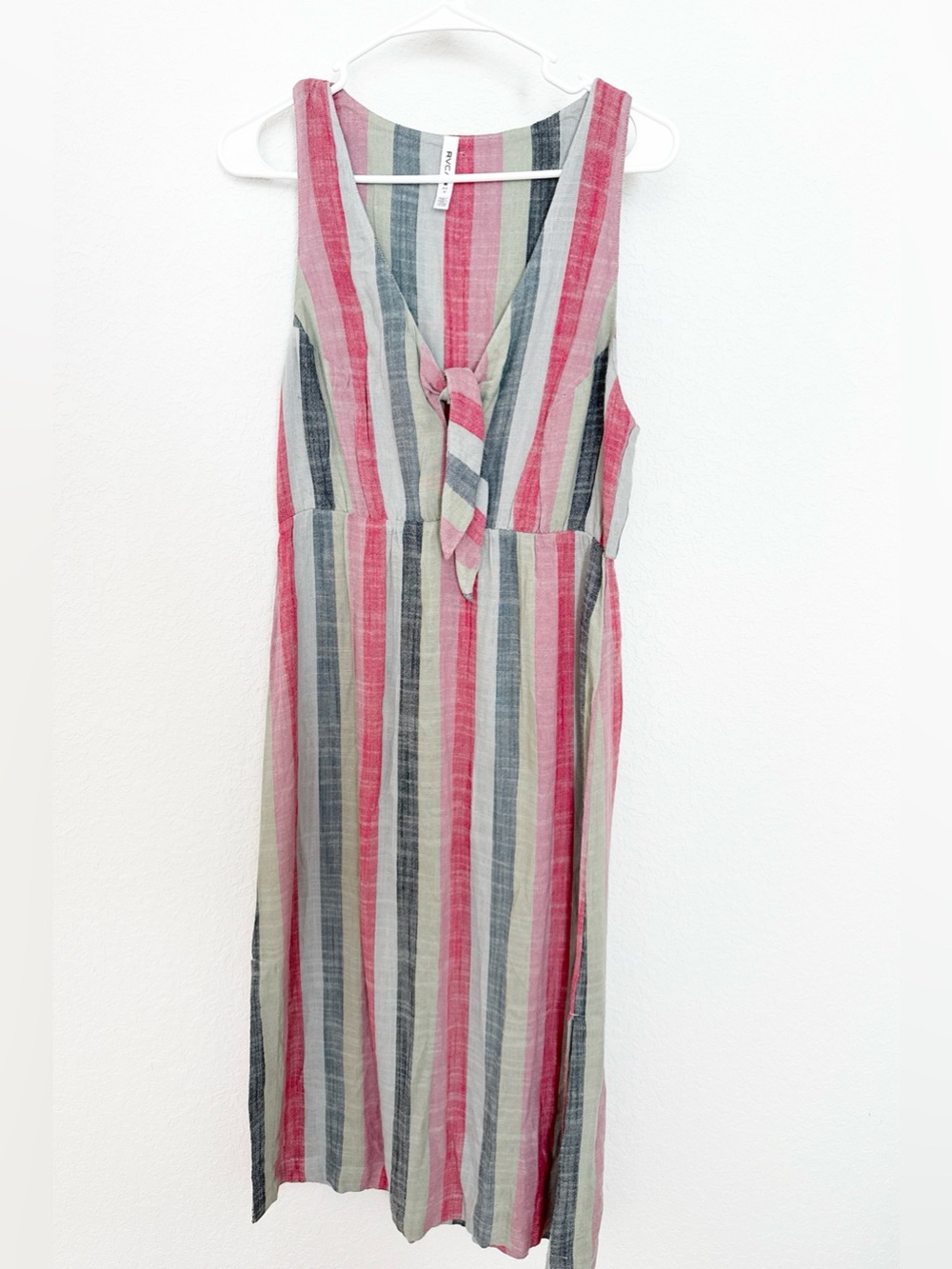 RVCA Striped Sleeveless Dress in Pink, Gray & Cream